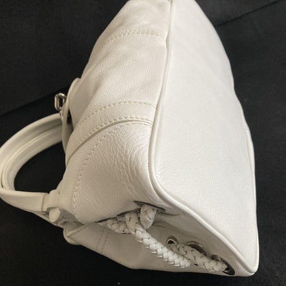 MULBERRY Hand Bag Tote Purse Turn Lock Leather White Authentic
