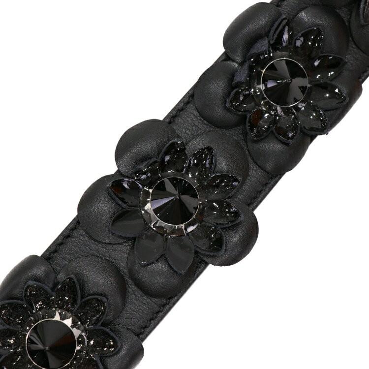 FENDI Shoulder Strap Belt Leather Black Authentic