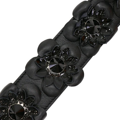 FENDI Shoulder Strap Belt Leather Black Authentic