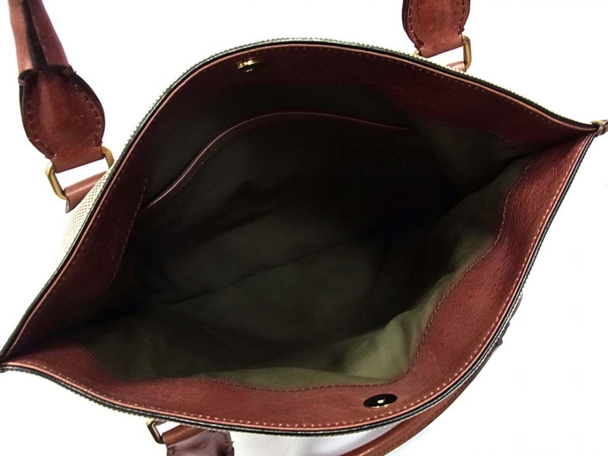 Chloe Hand Bag Tote Purse HALAY Canvas Leather Khaki Beige Brown Authentic