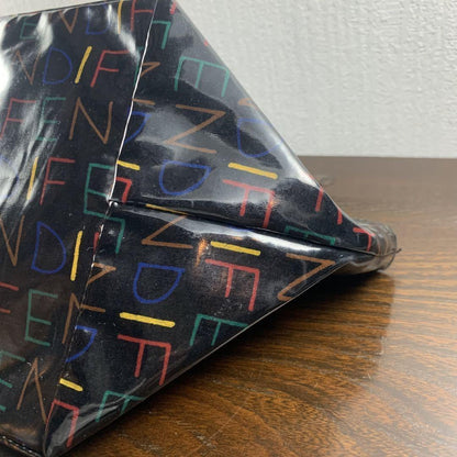 FENDI Hand Bag Tote Purse FF Black Multicolor Authentic