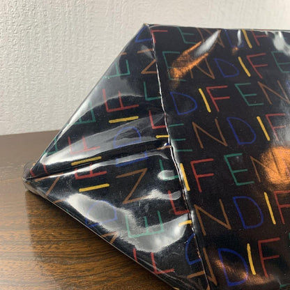 FENDI Hand Bag Tote Purse FF Black Multicolor Authentic