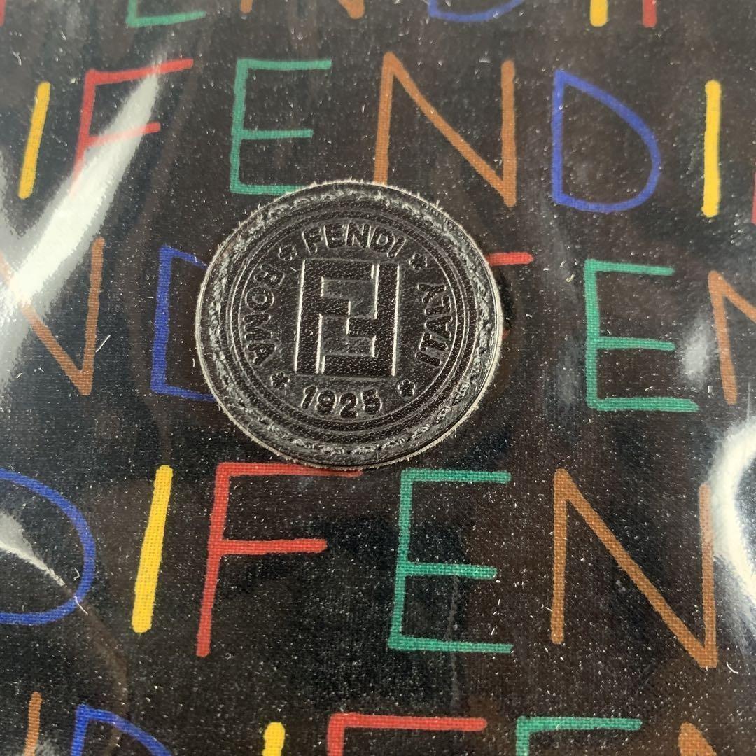 FENDI Hand Bag Tote Purse FF Black Multicolor Authentic