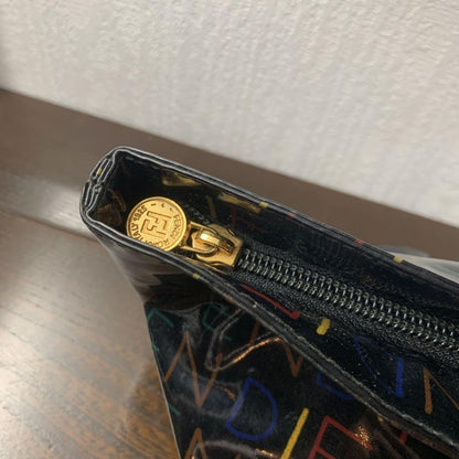 FENDI Hand Bag Tote Purse FF Black Multicolor Authentic