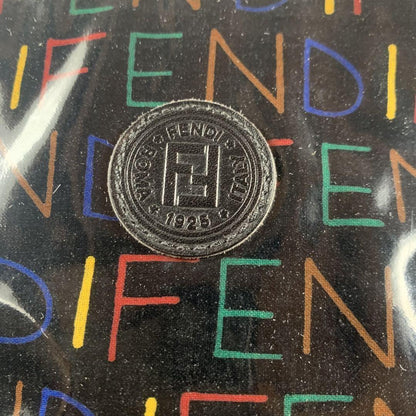 FENDI Hand Bag Tote Purse FF Black Multicolor Authentic