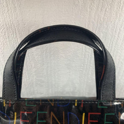 FENDI Hand Bag Tote Purse FF Black Multicolor Authentic