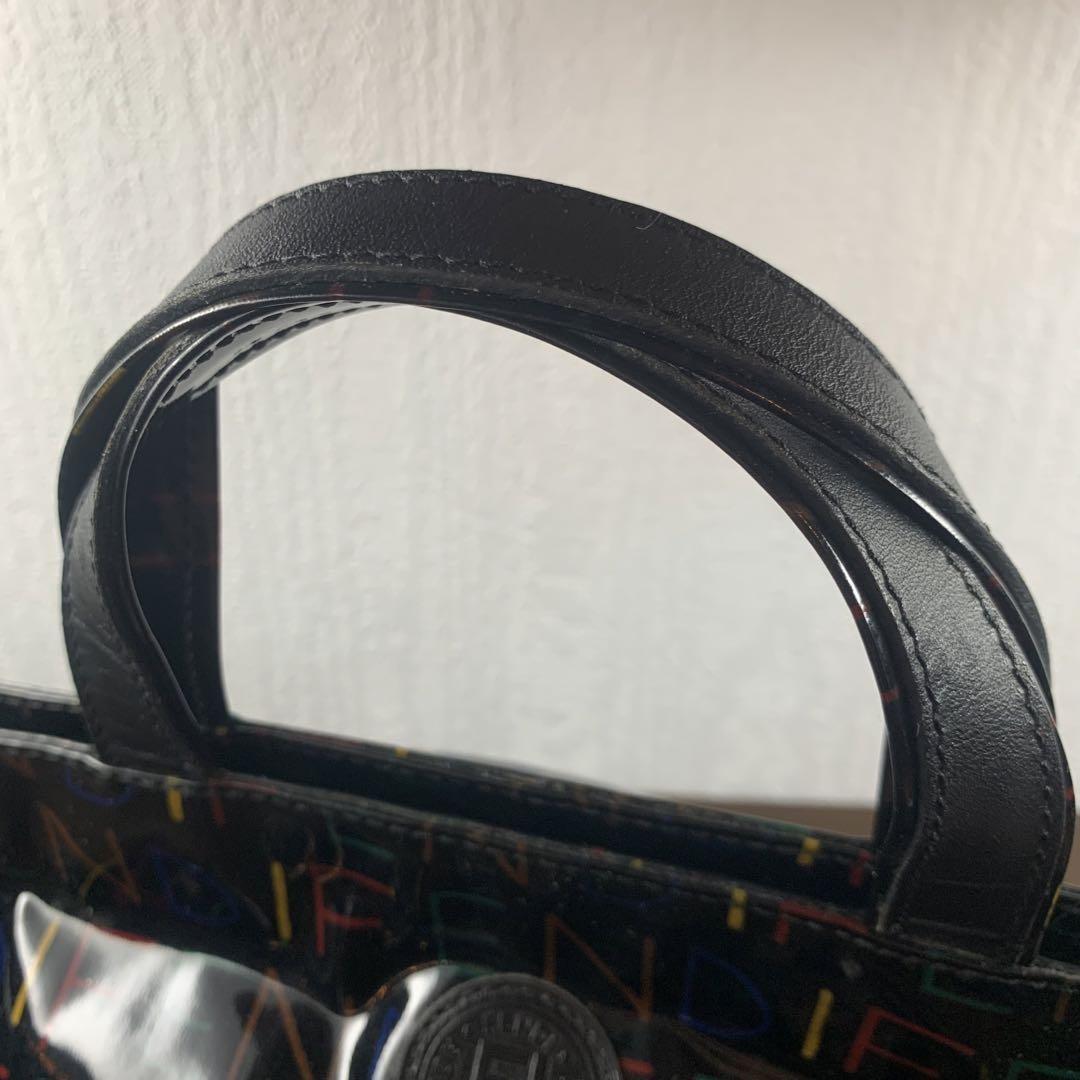 FENDI Hand Bag Tote Purse FF Black Multicolor Authentic