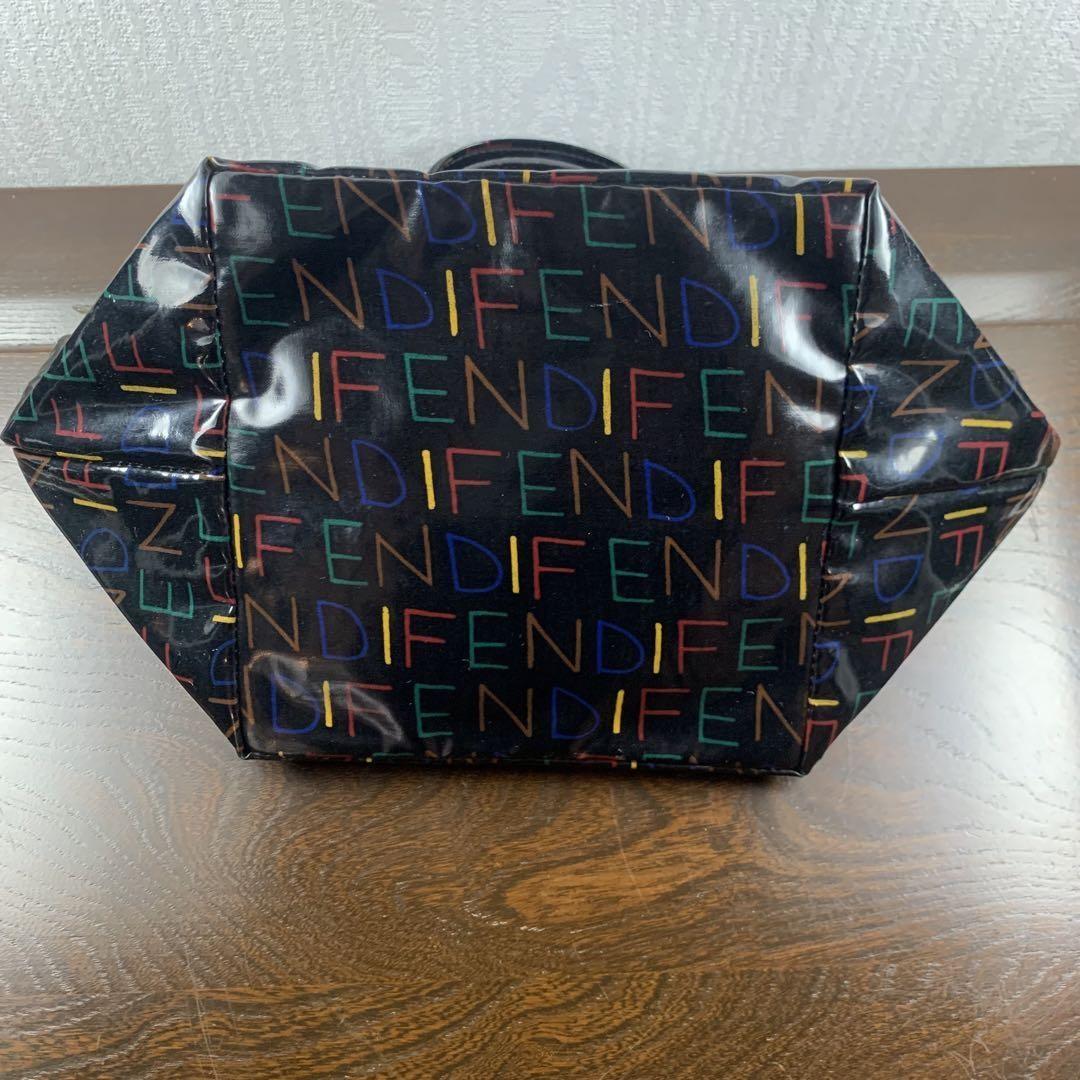 FENDI Hand Bag Tote Purse FF Black Multicolor Authentic