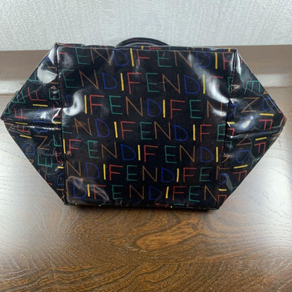FENDI Hand Bag Tote Purse FF Black Multicolor Authentic
