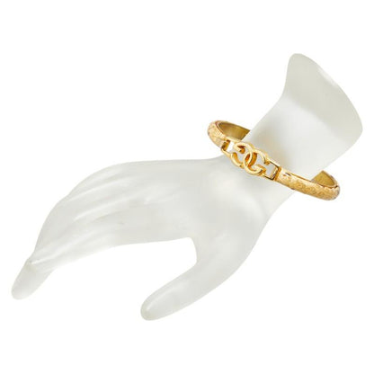 GUCCI Bracelet Bangle Interlocking G Beige Gold Women Accessory Authentic