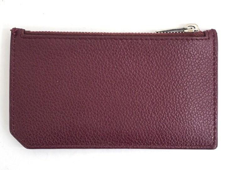 SAINT LAURENT PARIS Fragment Case Logo Leather Bordeaux Authentic