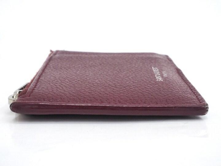SAINT LAURENT PARIS Fragment Case Logo Leather Bordeaux Authentic