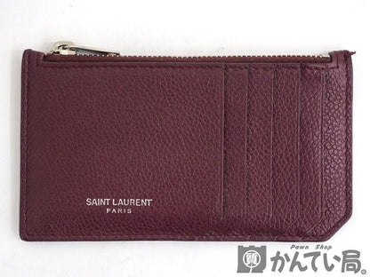 SAINT LAURENT PARIS Fragment Case Logo Leather Bordeaux Authentic