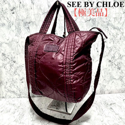 sea by chloe Purse shoulder bag handbag quilted purple Women's Used Authentic