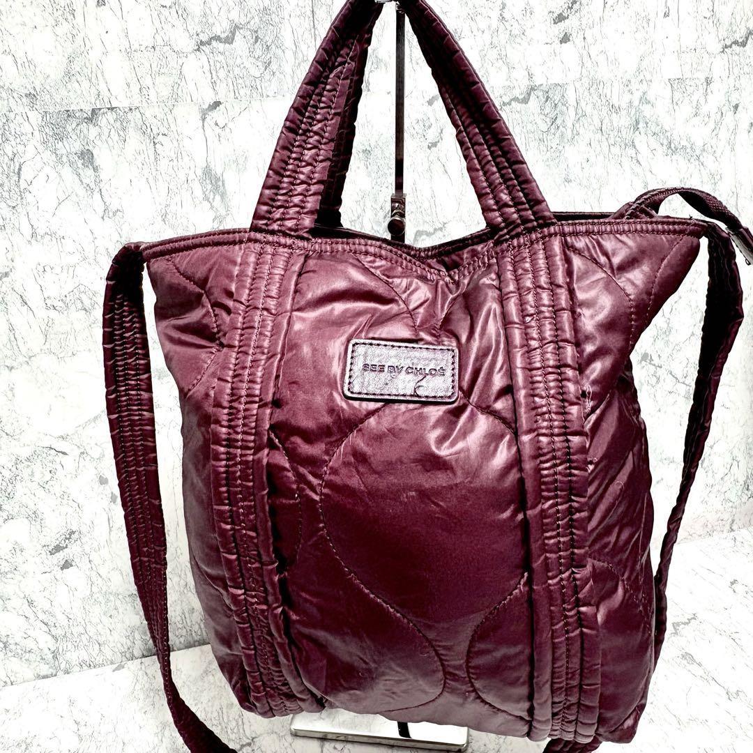 sea by chloe Purse shoulder bag handbag quilted purple Women's Used Authentic