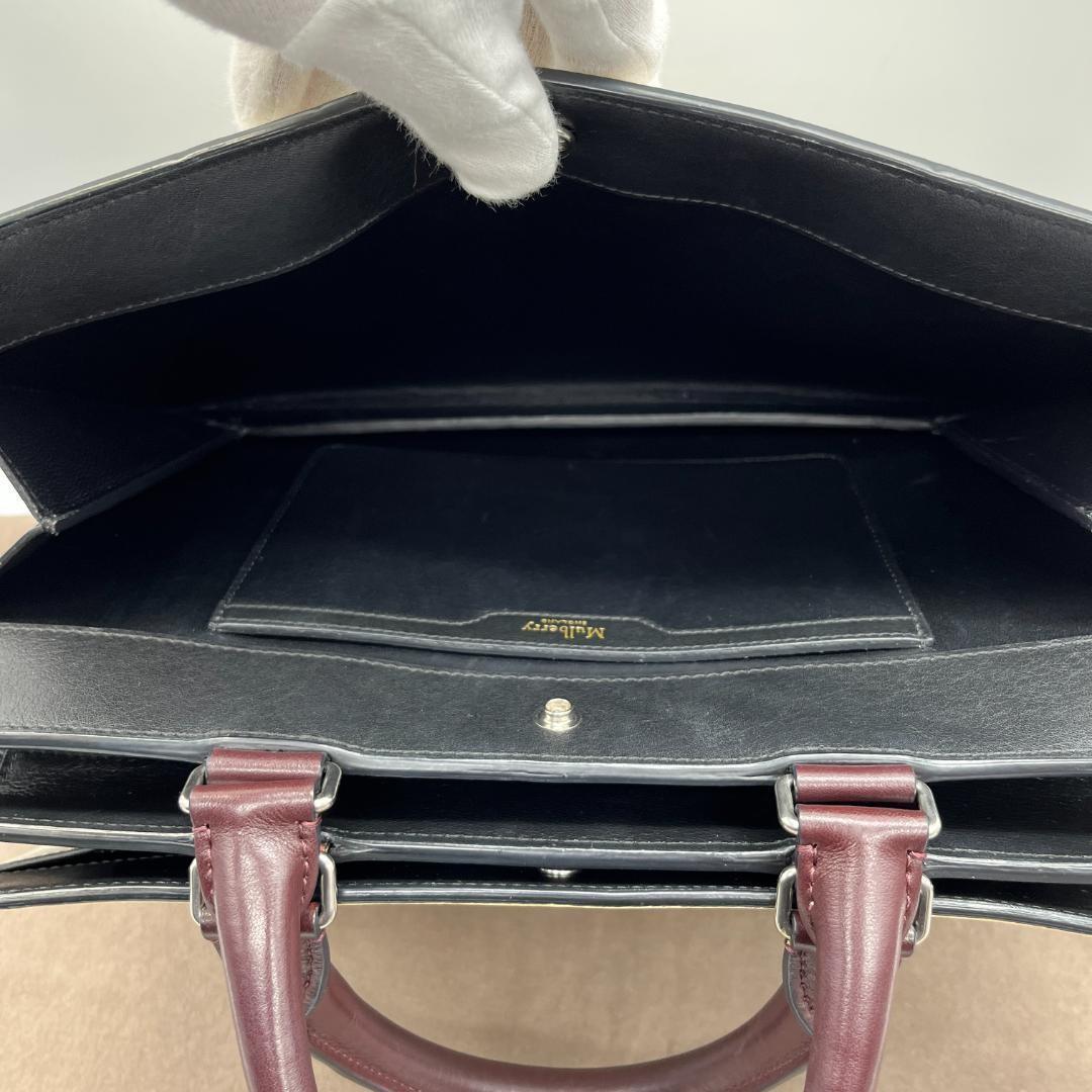 MULBERRY Hand Bag Tote Purse Leather White Black Authentic