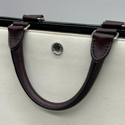 MULBERRY Hand Bag Tote Purse Leather White Black Authentic