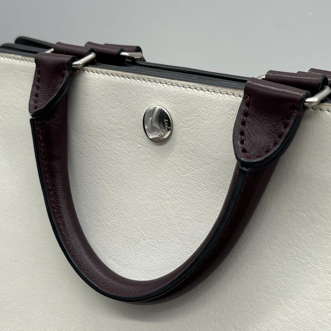 MULBERRY Hand Bag Tote Purse Leather White Black Authentic