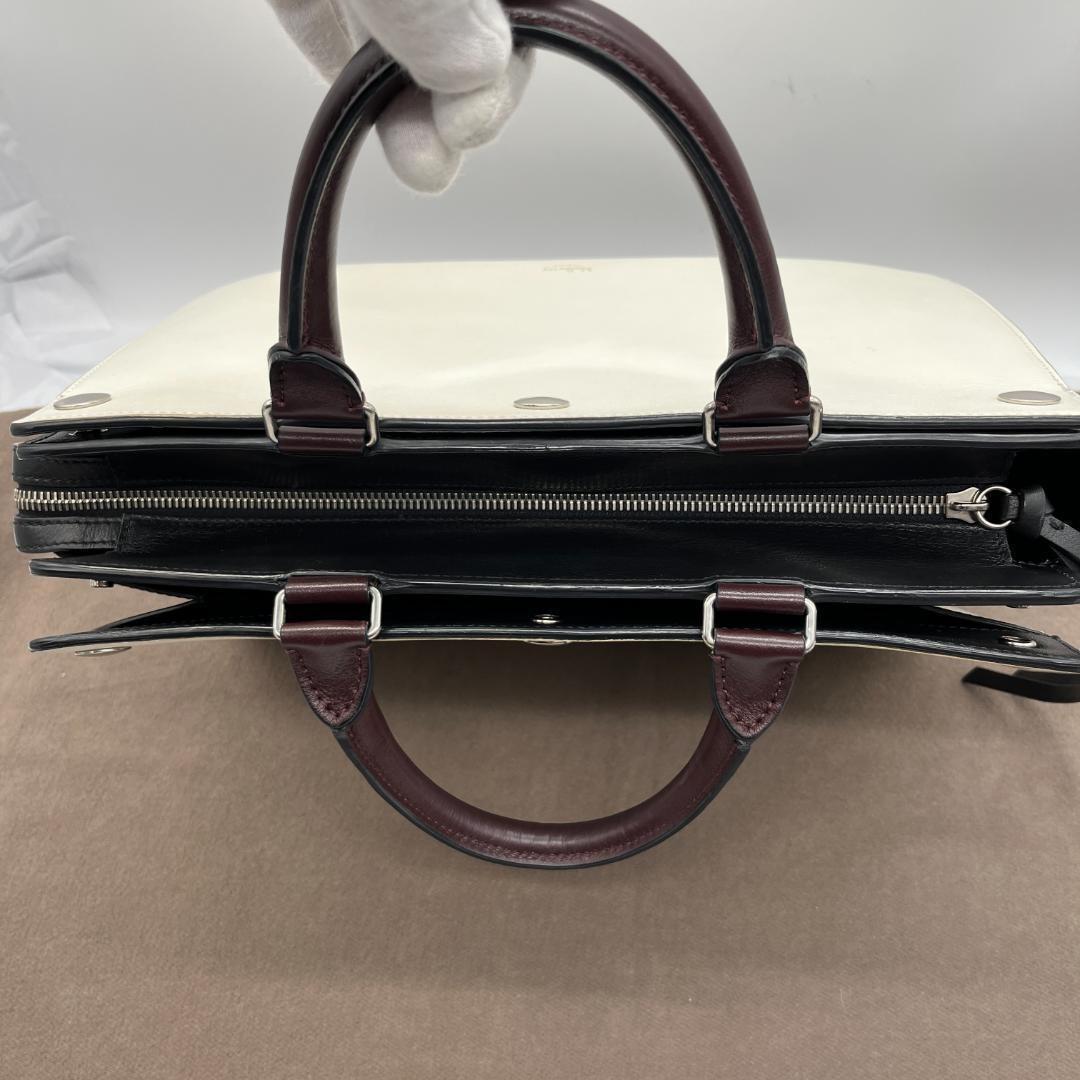 MULBERRY Hand Bag Tote Purse Leather White Black Authentic