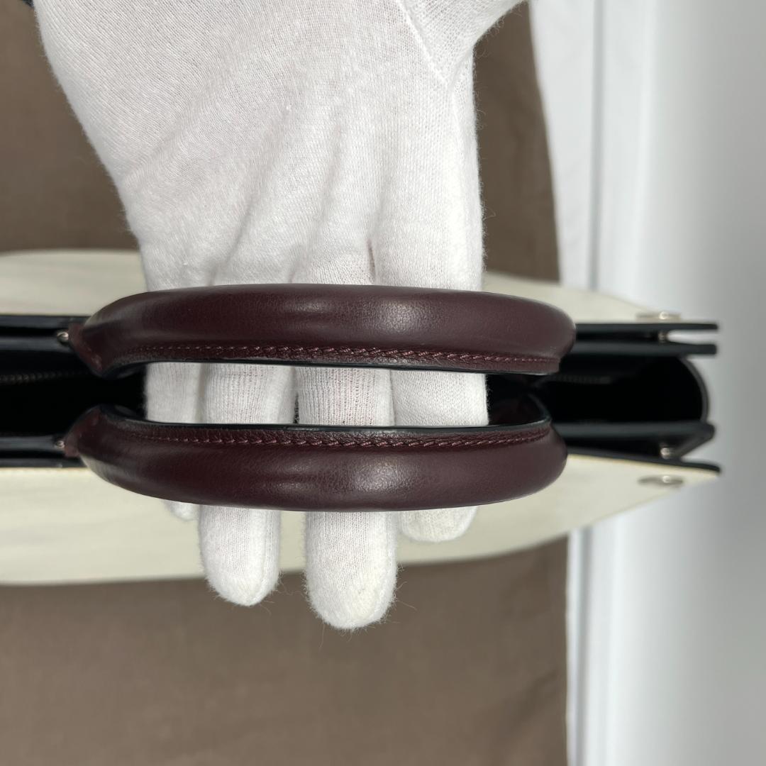 MULBERRY Hand Bag Tote Purse Leather White Black Authentic