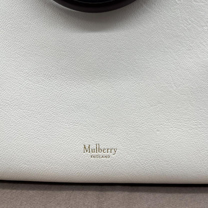 MULBERRY Hand Bag Tote Purse Leather White Black Authentic