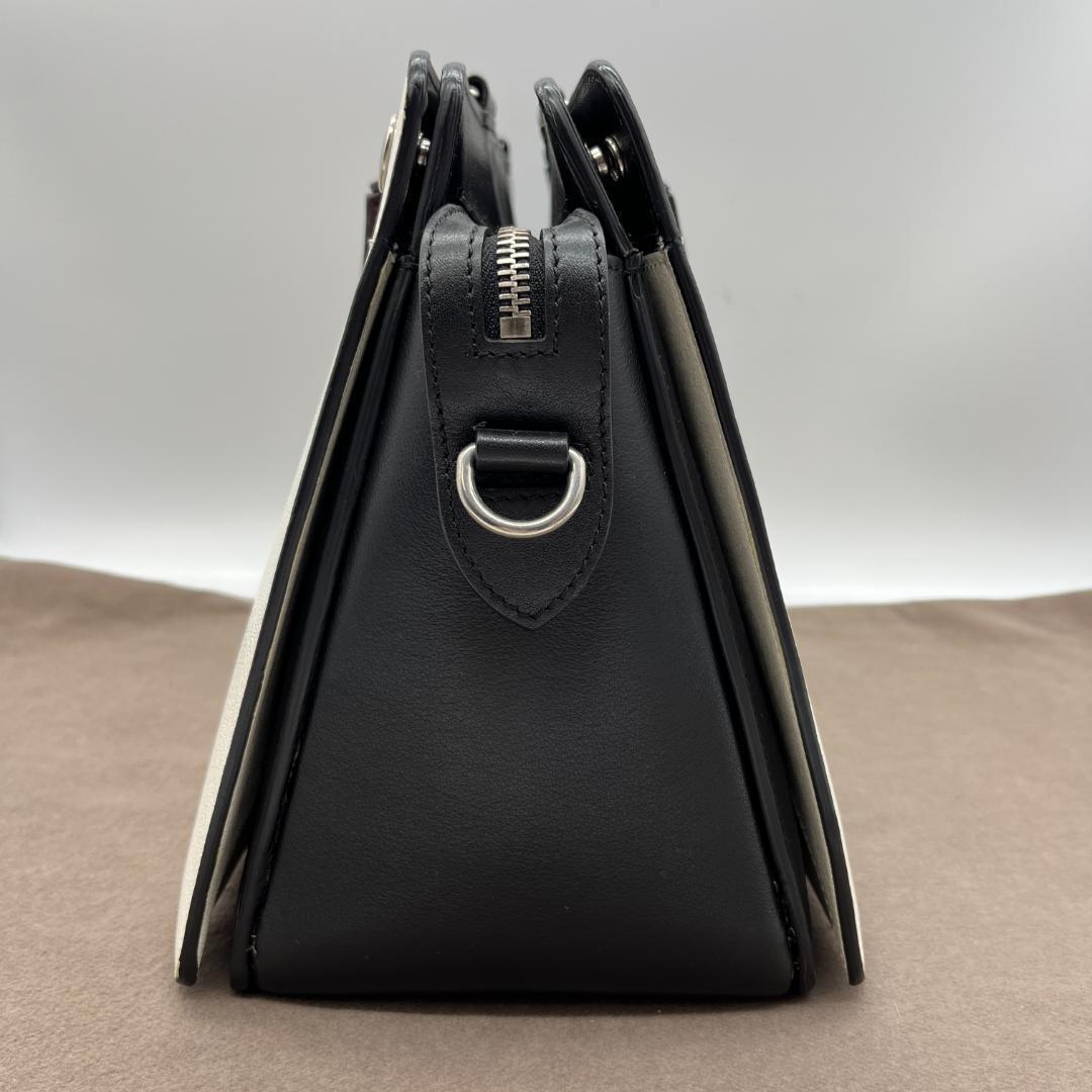 MULBERRY Hand Bag Tote Purse Leather White Black Authentic