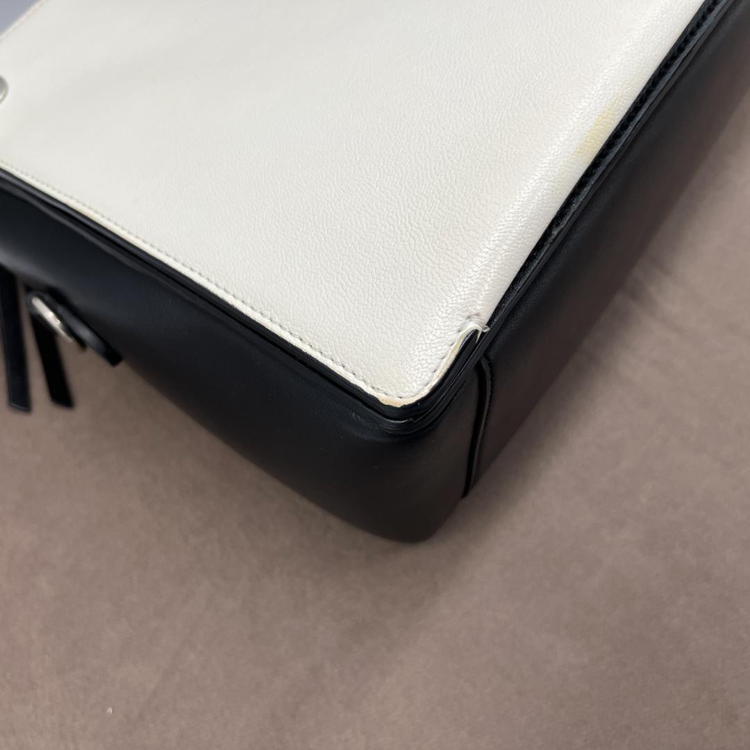 MULBERRY Hand Bag Tote Purse Leather White Black Authentic