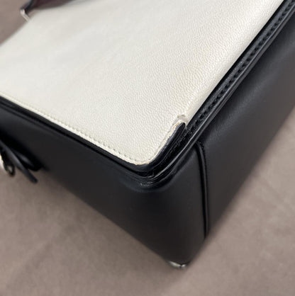 MULBERRY Hand Bag Tote Purse Leather White Black Authentic