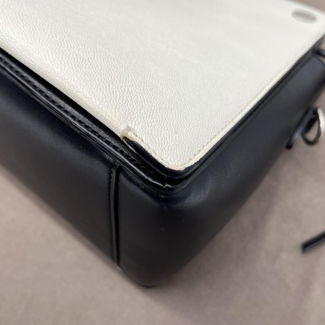 MULBERRY Hand Bag Tote Purse Leather White Black Authentic