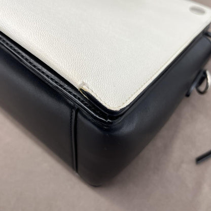 MULBERRY Hand Bag Tote Purse Leather White Black Authentic