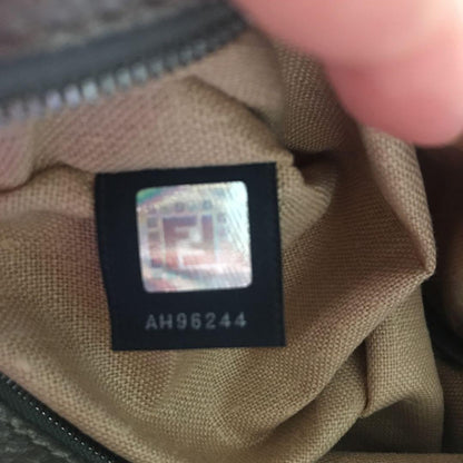 FENDI Hand Bag Tote Purse Selleria Leather Silver Gray Authentic