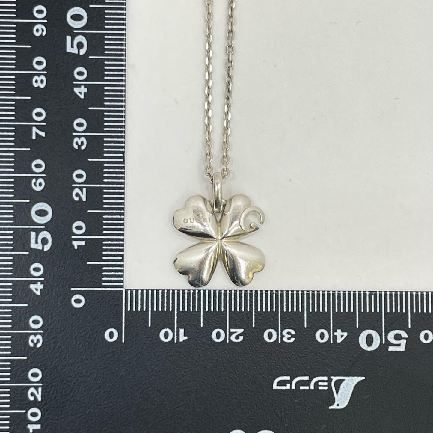 GUCCI Necklace Pendant Clover Silver AG925 Unisex Accessory Authentic
