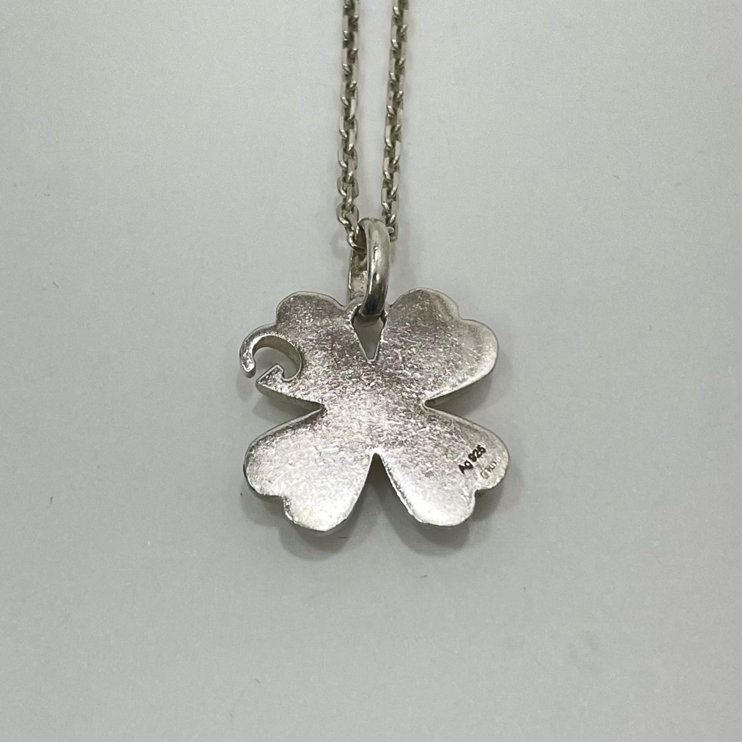 GUCCI Necklace Pendant Clover Silver AG925 Unisex Accessory Authentic