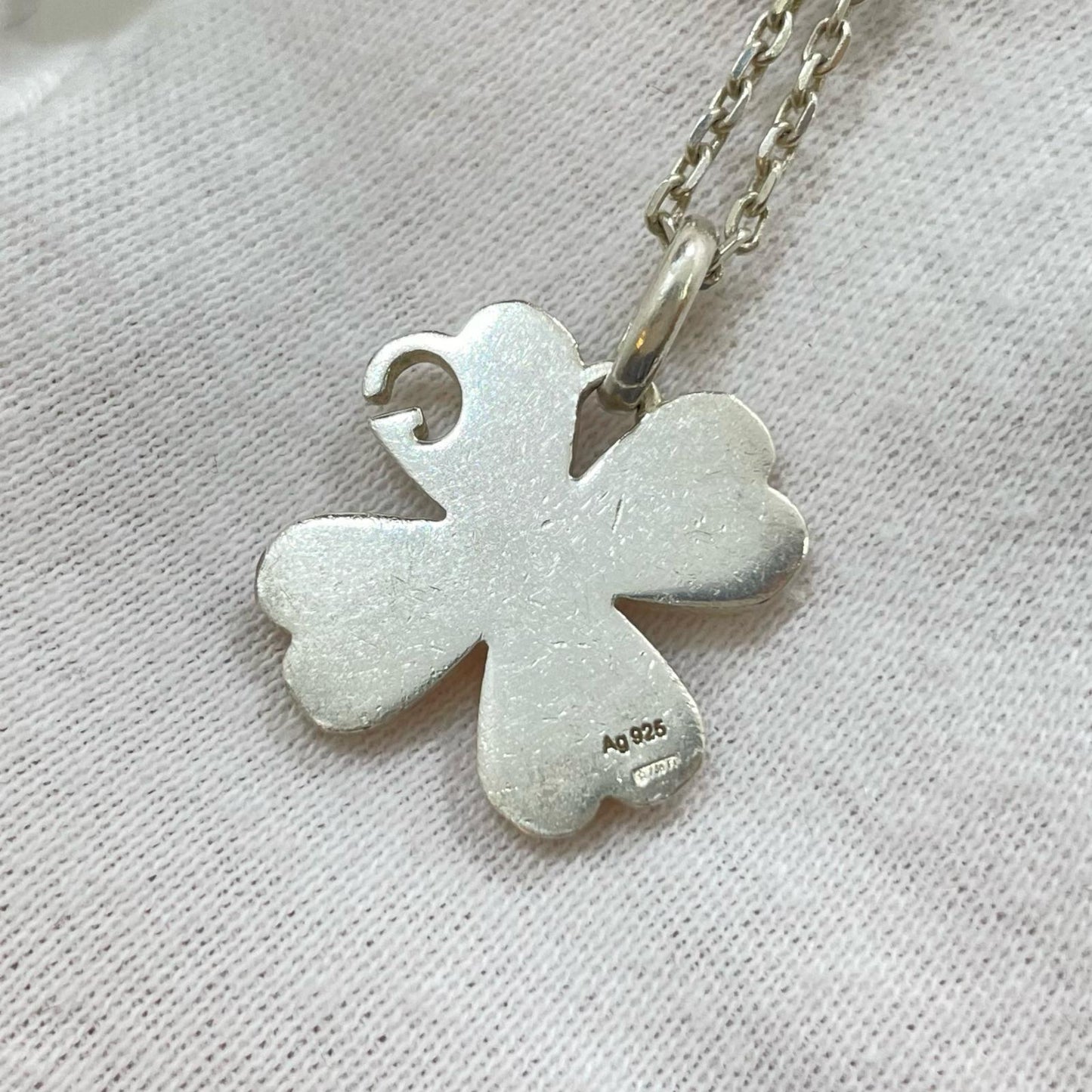 GUCCI Necklace Pendant Clover Silver AG925 Unisex Accessory Authentic