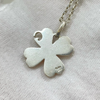 GUCCI Necklace Pendant Clover Silver AG925 Unisex Accessory Authentic