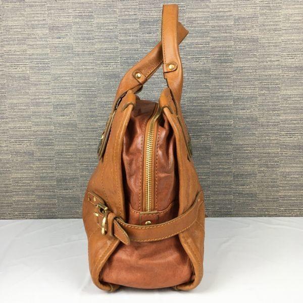 Chloe Hand Bag Tote Purse Mini Boston Bag Leather Camel Authentic