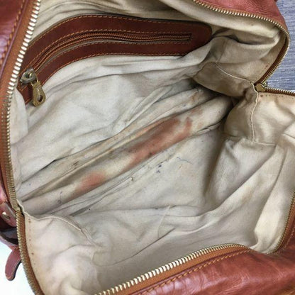 Chloe Hand Bag Tote Purse Mini Boston Bag Leather Camel Authentic