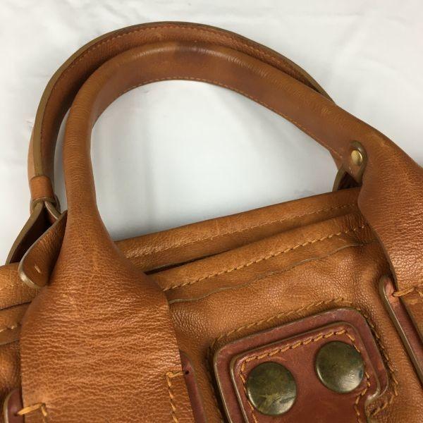 Chloe Hand Bag Tote Purse Mini Boston Bag Leather Camel Authentic