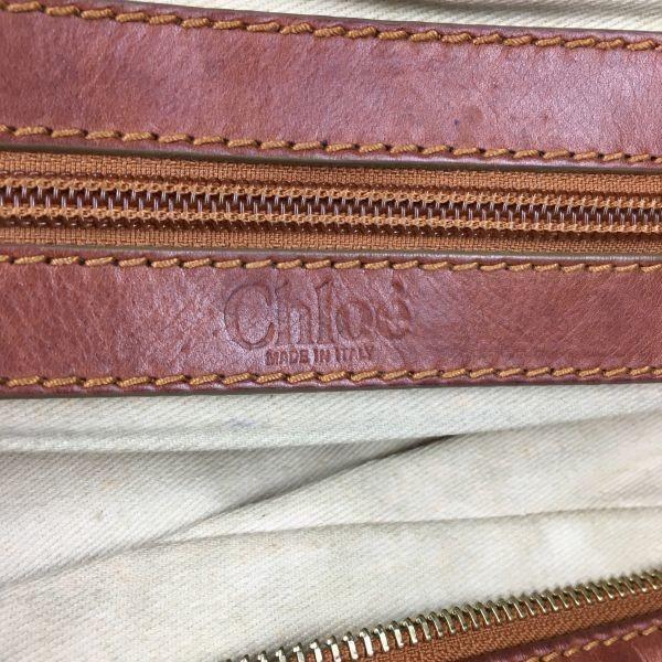 Chloe Hand Bag Tote Purse Mini Boston Bag Leather Camel Authentic