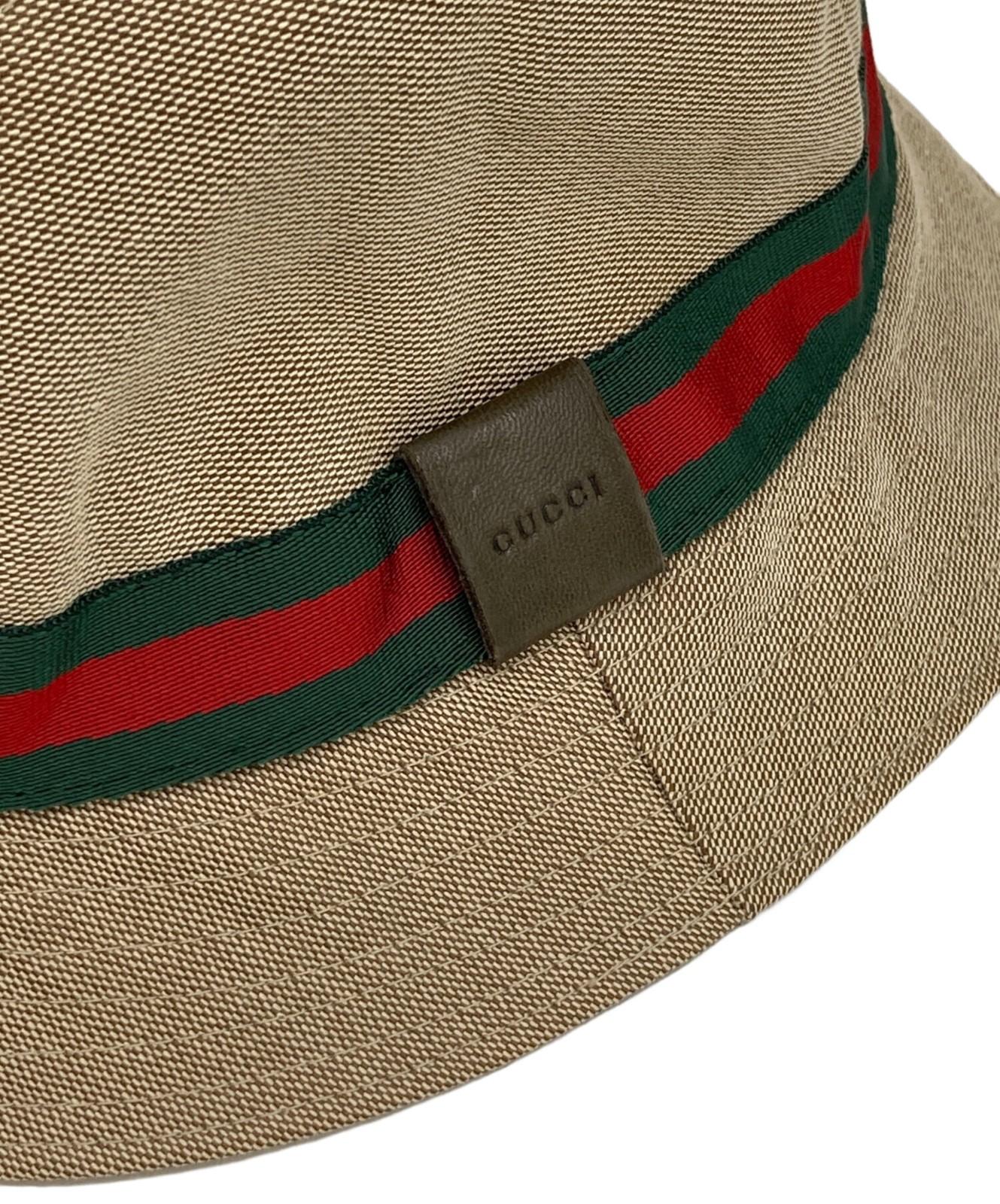 Gucci Bucket Hat Sherry Line Beige Unisex Authentic