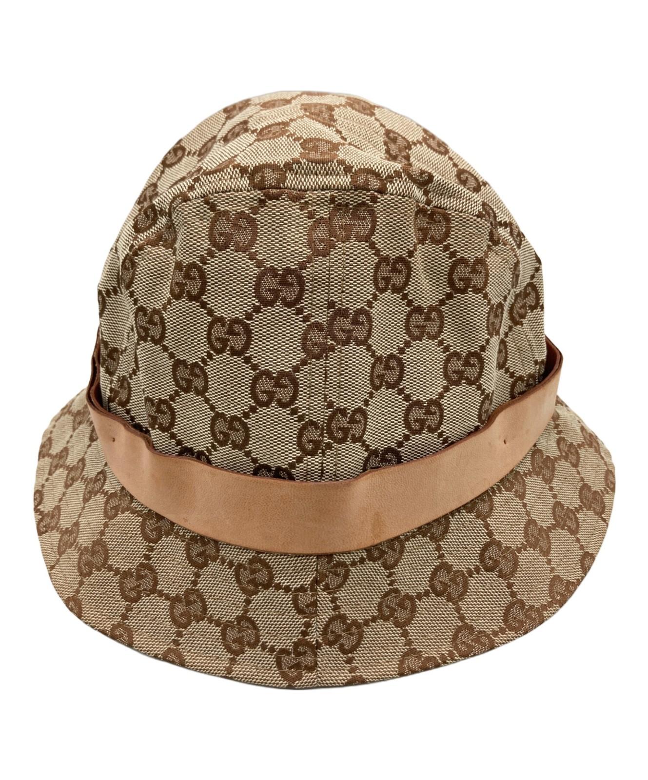 Gucci Bucket Hat GG Canvas Brown Unisex Authentic