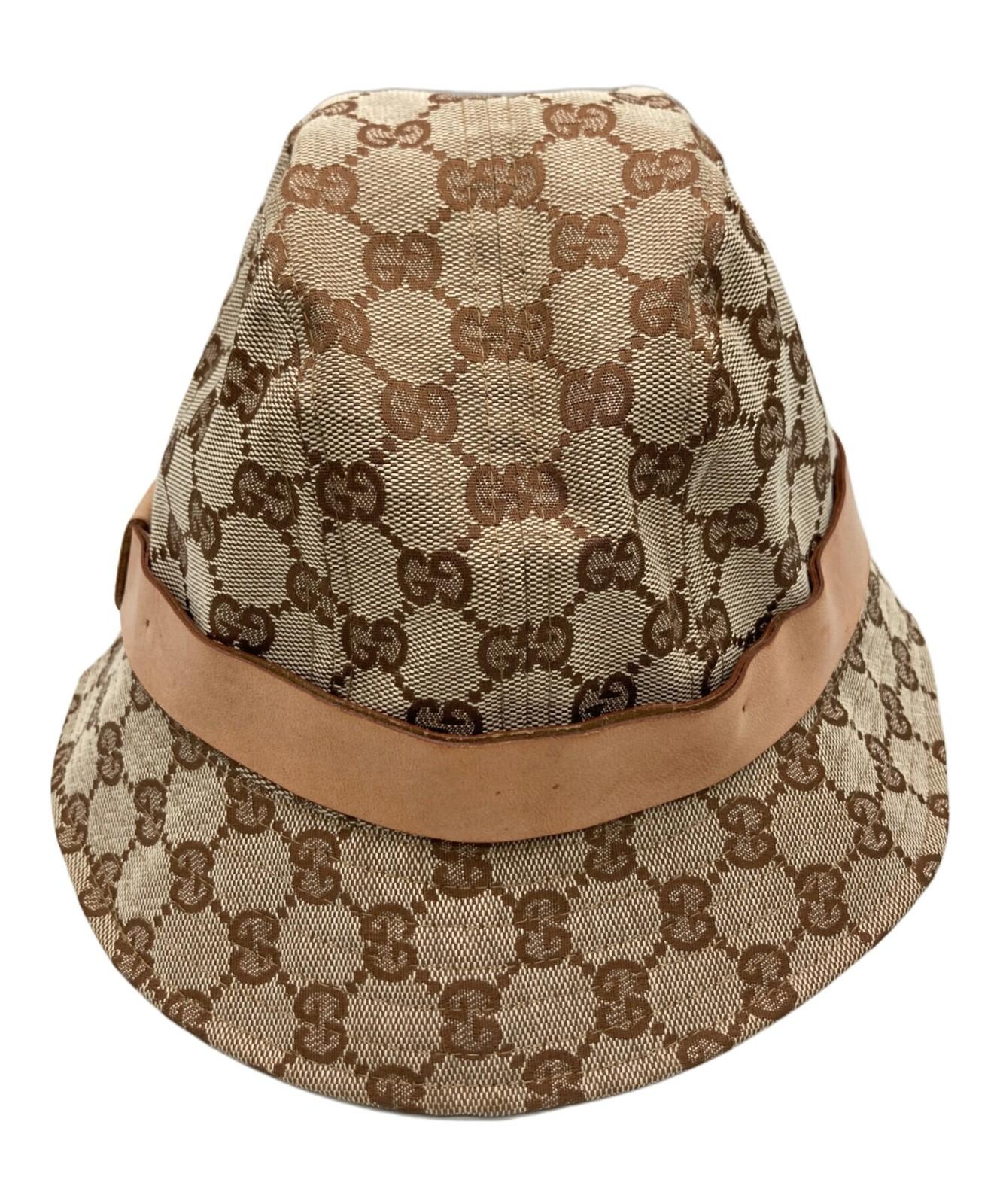 Gucci Bucket Hat GG Canvas Brown Unisex Authentic
