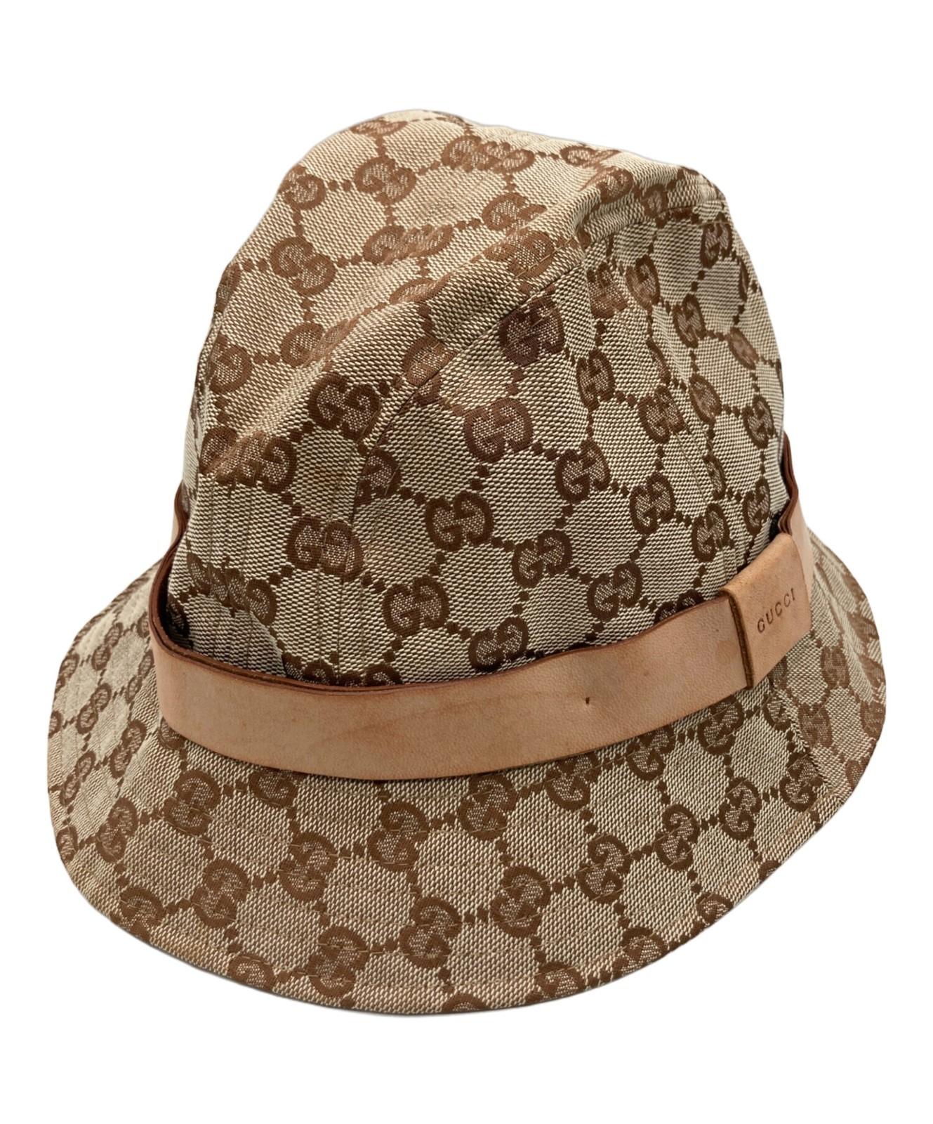 Gucci Bucket Hat GG Canvas Brown Unisex Authentic