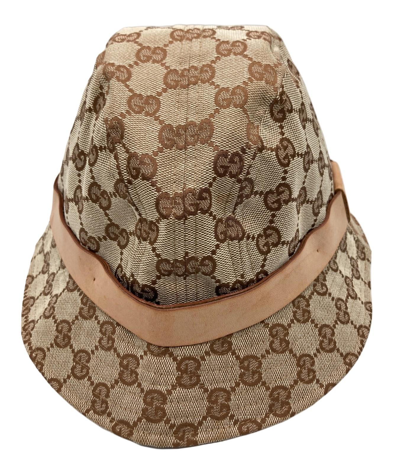 Gucci Bucket Hat GG Canvas Brown Unisex Authentic