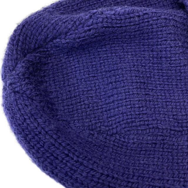 Gucci Cable Knit Beanie Knit Cap GG Logo Wool Navy Size S Authentic