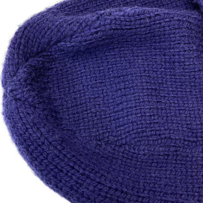 Gucci Cable Knit Beanie Knit Cap GG Logo Wool Navy Size S Authentic