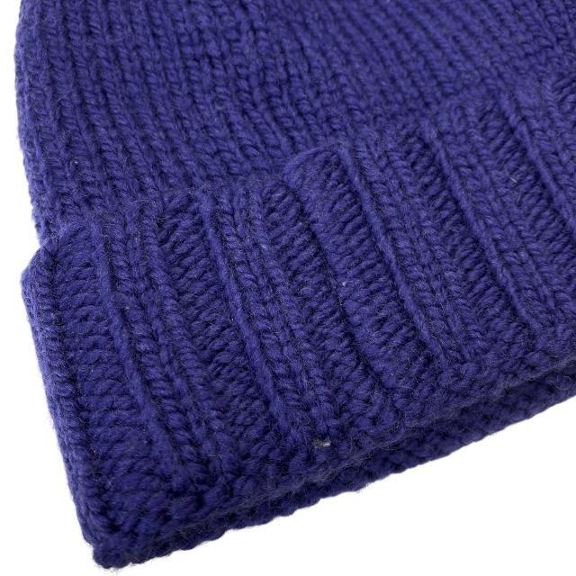 Gucci Cable Knit Beanie Knit Cap GG Logo Wool Navy Size S Authentic