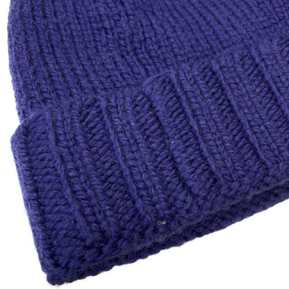 Gucci Cable Knit Beanie Knit Cap GG Logo Wool Navy Size S Authentic