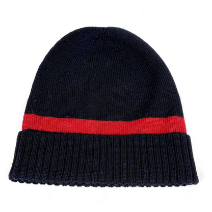 Gucci Knit Cap GG Logo Sherry Line Navy Red Size M Men's Authentic