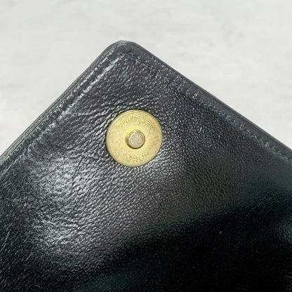 Saint Laurent Bag YSL Clutch Purse Hand Leather Black Gold Used Authentic